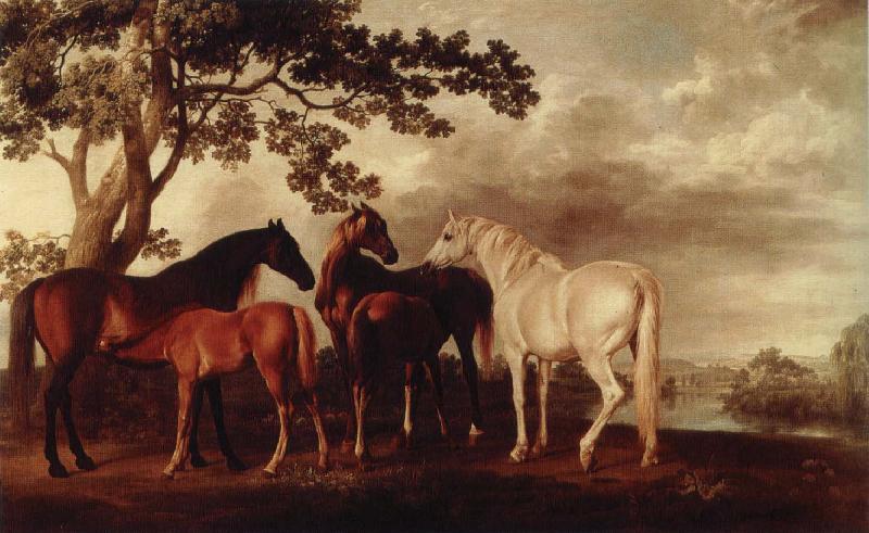 George Stubbs ston och fol i flodlandskap